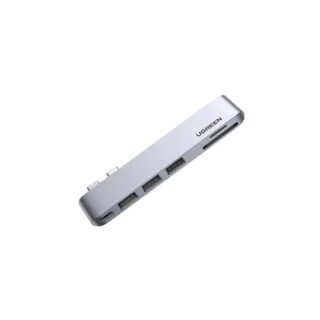 Ugreen - Hub USB C para MacBook, adaptador de aluminio tipo C con 3 USB 3.0, 100 W USB C Power Delivery, lector de tarjetas Micro SD/SD