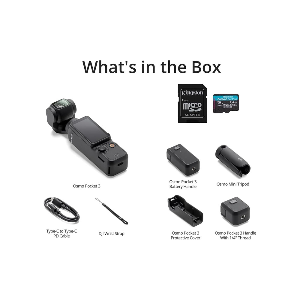 DJI Osmo Pocket 3 Capture More Combo w/ Tripod, Battery and 64GB Micro SD Card - Imagen 2