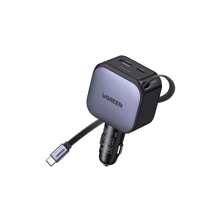 Ugreen Nexode 90W Cargador de Auto con Cable Retractil USB C (55909B)