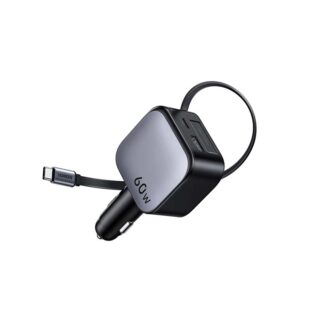 Ugreen Nexode 60W Cargador para Auto con Cable Retractil USB C + USB A+ USB C (55212B)
